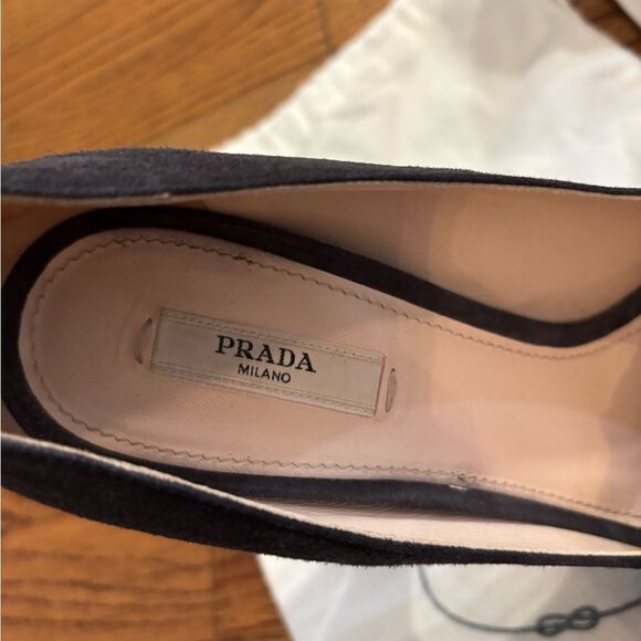 Prada Camoscio Chic Peep Toe Suede Pumps size 39 - Picture 3 of 8